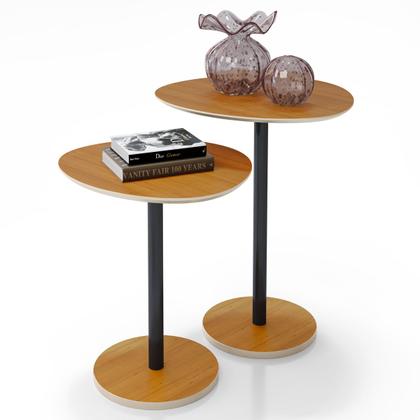 Imagem de Conjunto 2 Mesas Laterais Vitta Design Orgânico em MDF para Decoração LH Móveis