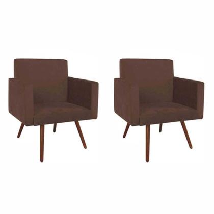 Imagem de Conjunto 2 Poltronas Decorativas Para Sala Nina Pés Palito Suede Marrom ANF Store