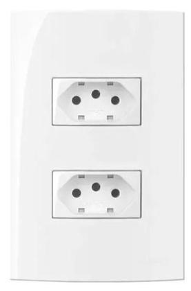 Imagem de Conjunto 2 Tomadas 2 Polos + Terra 20A 250V Embutir Sleek Margirius Branco Brilho
