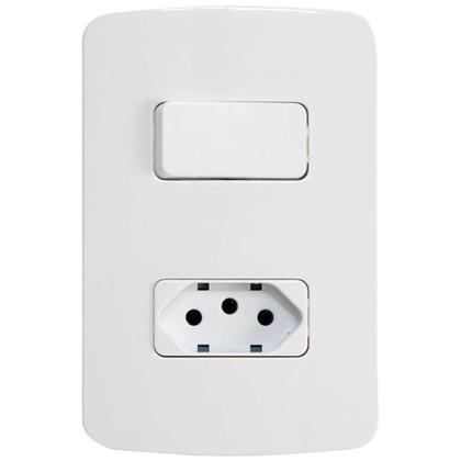 Imagem de Conjunto 2X4 Interruptor 1 Tecla Simples + 1 Tomada 10A B3