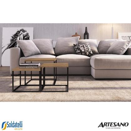 Imagem de Conjunto 3 mesas quadrada cube 24808 preto fosco e vermont base preto fosco - artesano