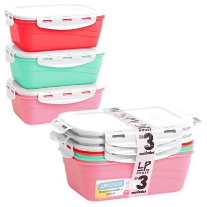 Imagem de Conjunto 3 Potes Herméticos Colors 500 Ml - Lp House