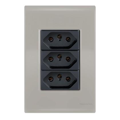 Imagem de Conjunto 3 Tomadas 10A- Tramontina Liz Fendi / Grafite