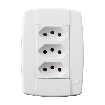 Imagem de Conjunto 3 Tomadas 20A 250V~ com Espelho 4x2 Monobloco Linha LEV Ilumi - 87124