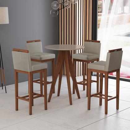 Imagem de Conjunto 4 Banquetas Baixa em Madeira Maciça Libéria