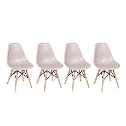 Imagem de Conjunto 4 Cadeiras Eiffel Base Madeira - Bege Acinzentado