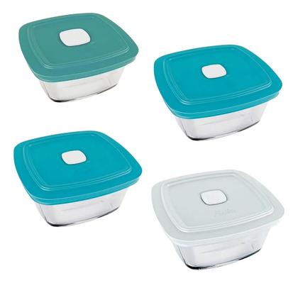 Imagem de Conjunto 4 Potes Marmita Vasilha Vidro C/ Tampa 500ml Nadir