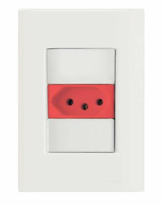 Imagem de Conjunto 4x2 com 1 Tomada 2P+T 20 A 250 V Tramontina Giz Vermelho e Branco