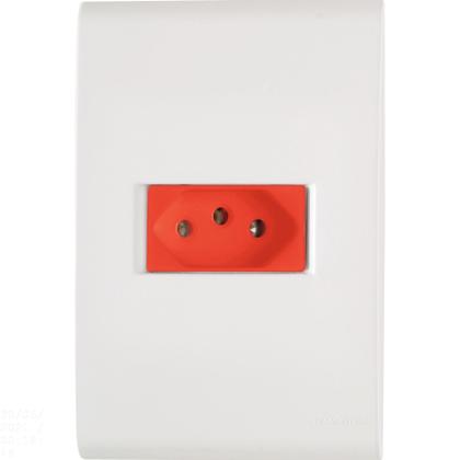 Imagem de Conjunto 4x2 com 1 Tomada 2P+T Tramontina Liz 20 A 250 V Branco e Vermelho