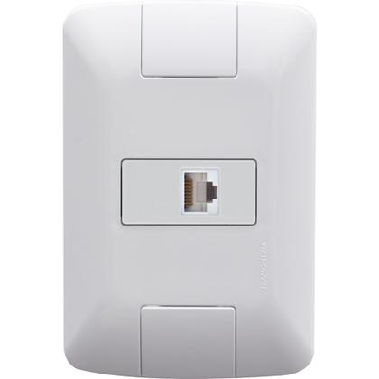 Imagem de Conjunto 4x2 com 1 Tomada Telefone RJ11 Tramontina Aria Branco