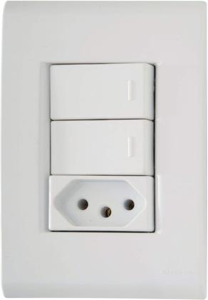 Imagem de Conjunto 4x2 Com 2 Interruptores Simples+1tomada 2p+T 20a 250 V Tramontina Liz Branco