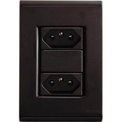 Imagem de Conjunto 4x2 Tramontina Liz Grafite 2 Tomadas 2P+T 10A~250V