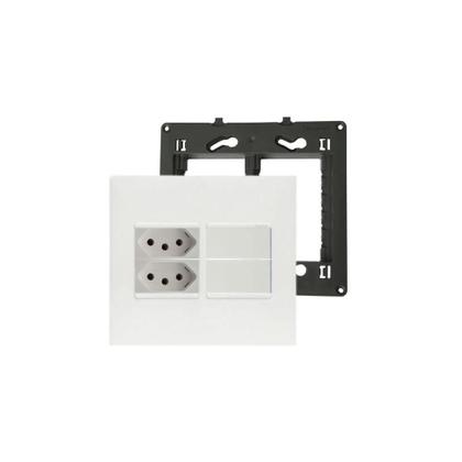 Imagem de Conjunto 4x4+Suporte+2 Interruptor Paral+2 Tomada Pial Plus+
