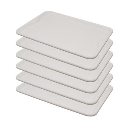 Imagem de Conjunto 6 Bandejas Plásticas Self-service Refeição 48 X 32,5 X 2 Br-100 Branca - Della Plast