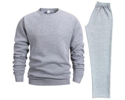 Imagem de Conjunto blusa e calça sem bolsos e sem cordão em moletom flanelado cor cinza claro recomendado para visita em presidio