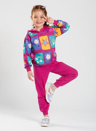 Imagem de Conjunto Blusão Com Capuz E Calça Em Moletom Arco-íris