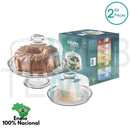 Imagem de Conjunto Boleira com Pé e Queijeira de Vidro Vitazza para Mesa Posta e Ocasiões Especiais: Praticidade e Estilo Sustentável na Organização e Decoração