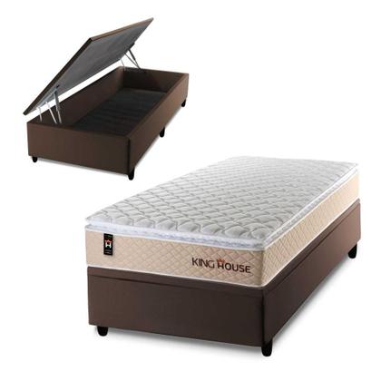 Imagem de Conjunto Box Baú Alford Bege 88x188x73 c/ Molas Ensacadas