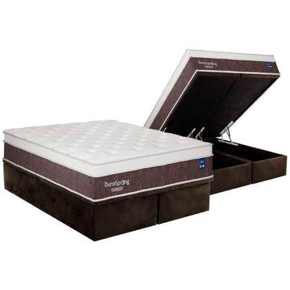 Imagem de Conjunto Box Baú King: Colchão Molas Plumatex Superlastic DuroSpring + Base CRC Suede Brown(193x203)