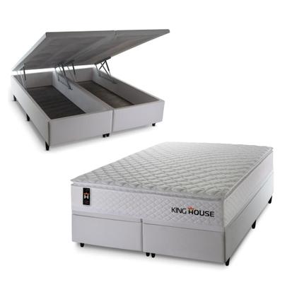 Imagem de Conjunto Box Baú New Moon Branco 158x198x73 c/ Molas Ensacadas