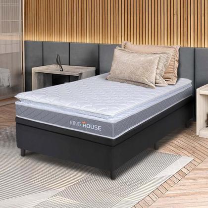 Imagem de Conjunto Box Baú Preto Durban Cinza Espuma D28 Solteiro 96x203x64 - King House