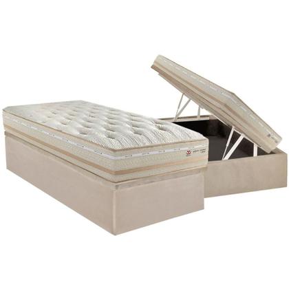 Imagem de Conjunto Box Baú Solteiro: Colchão Molas Herval Maxspring C1626 + Base CRC Suede Clean (88x188)
