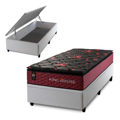 Imagem de Conjunto Box Baú Toronto Preto 96x203x73 c/ Molas Ensacadas