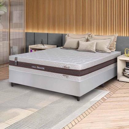 Imagem de Conjunto Box Branco Mali Bege Molas Ensacadas Casal 138x188x70 - King House