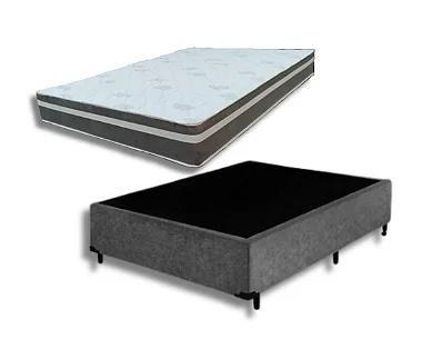 Imagem de Conjunto Box Casal (Colchão Áquila FX Cinza Montreal + Base Box)