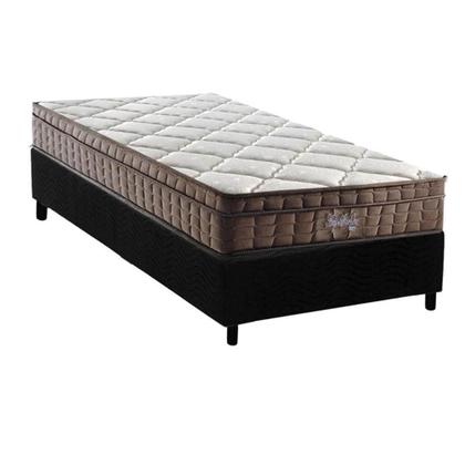 Imagem de Conjunto Box Solteiro: Colchão Espuma D Angelis Anjos D28 / AG65 Anjos Star + Base CRC Suede Black (88x188)