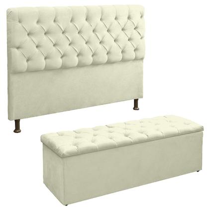 Imagem de Conjunto Cabeceira E Recamier Baú  Para Cama Box Queen 1.60 - Suede - Sv Decor