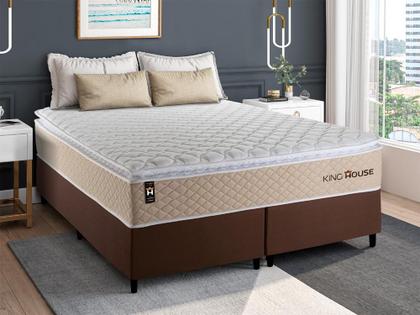 Imagem de Conjunto Cama Box c/ Molas Ensacadas Alford Bege King 193x203x66