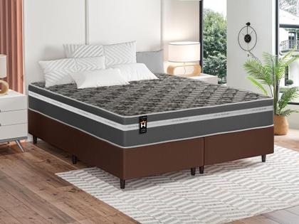 Imagem de Conjunto Cama Box Espuma Miami Cinza King 193x203x62