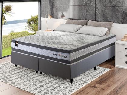 Imagem de Conjunto Cama Box King Size Alpine 193x203x65 Cinza/Branco c/ Molas Ensacadas
