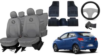 Imagem de Conjunto capa couro Ônix + tapete PVC luxo