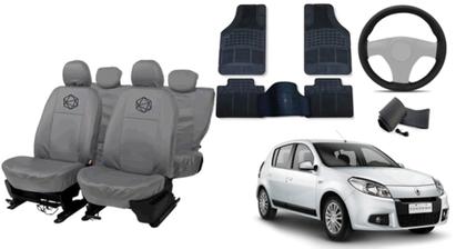 Imagem de Conjunto capa couro + volante p/ Sandero 16 a 24