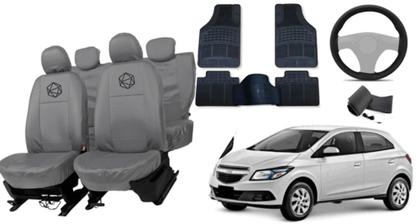 Imagem de Conjunto capa Ônix couro cinza + tapete completo