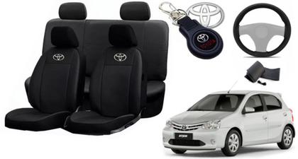 Imagem de Conjunto Capas de Couro Toyota Etios 2016 + Capa de Volante + Chaveiro Toyota