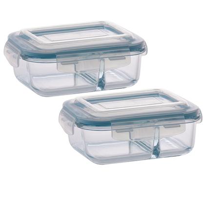 Imagem de Conjunto Com 2 Potes 1040ml Divisória Hermético Marmita