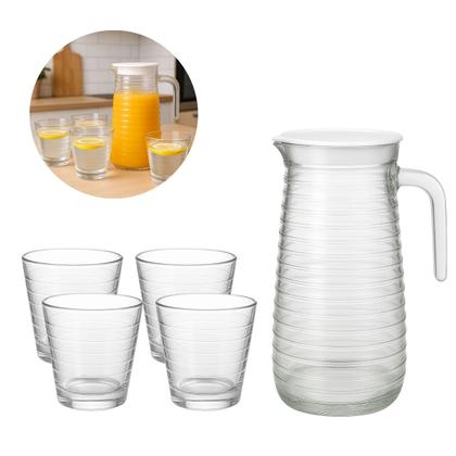 Imagem de Conjunto Com 4 Copos 220ml Vidro Transparente 1 Jarra 800ml Resistente