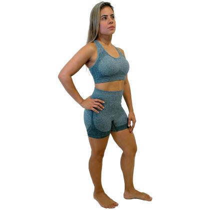 Imagem de Conjunto Com Shorts E Top Feminino Modelo Sem Costura Para Corrida Academia Treino