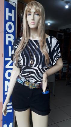 Imagem de Conjunto crepe listrado com preto tamanho único P ao GG