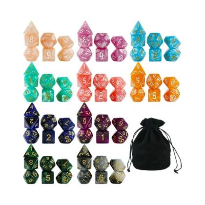 Imagem de Conjunto de 10 Dados Acrílicos para RPG - Cores Mistas com Bolsa