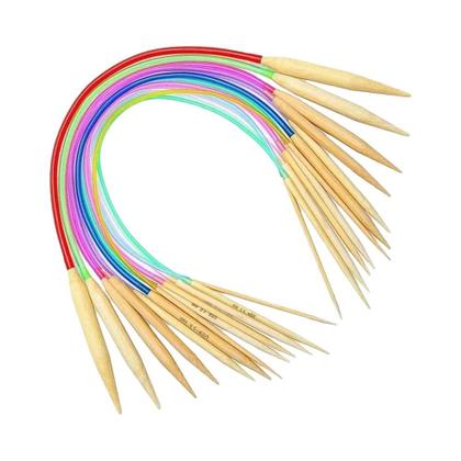 Imagem de Conjunto De 18 Agulhas De Tricô De Bambu 2mm-10mm Agulhas De Madeira Com Tubo Plástico Colorido Para