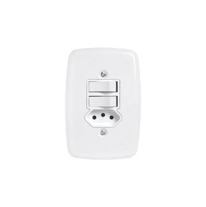 Imagem de Conjunto de 2 Interruptores Simples + tomada 2P+T  10A - Pluzie