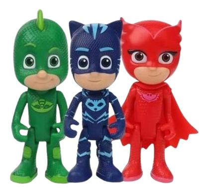 Imagem de Conjunto De 3 Boneco Menino Gato Corujita Lagartixo Pj Masks