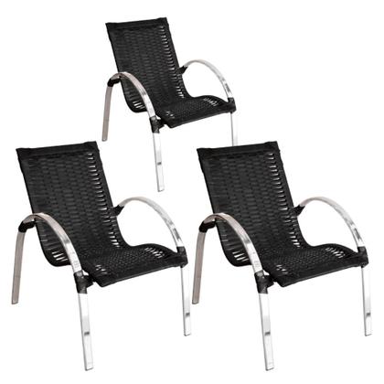 Imagem de Conjunto de 3 Cadeiras para Área Externa Garden em Alumínio Polido
