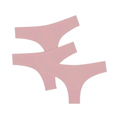 Imagem de Conjunto De 3 Calcinhas Femininas De Cintura Baixa Sem Costura Estilo Brasileiro Cor Sólida