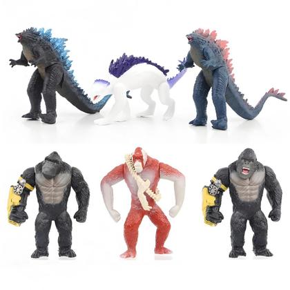 Imagem de Conjunto de 6 Figuras de Ação Godzilla vs King Kong - Articulações Móveis