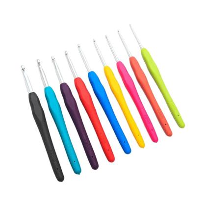 Imagem de Conjunto De Agulhas De Crochê Com Cabo Macio Arco-Íris 2.0-6.0mm Kit De Agulhas De Tricô De Alumínio